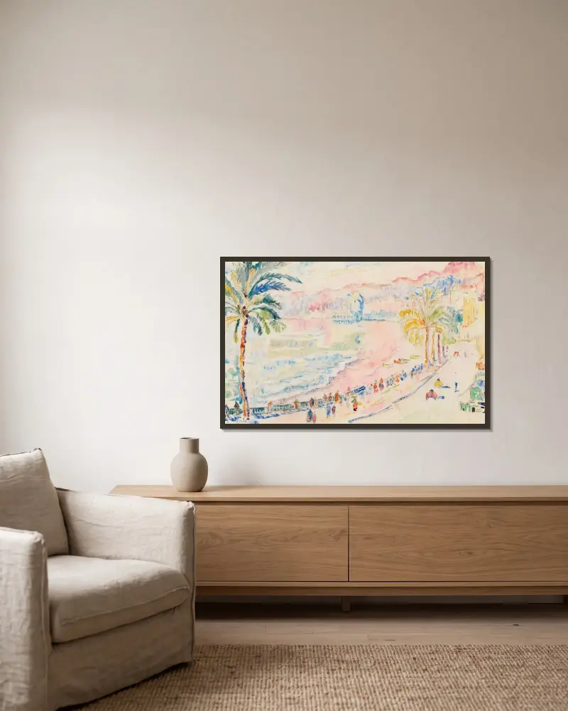 Nice, Promenade des Anglais von Paul Signac gerahmt an einer Wand