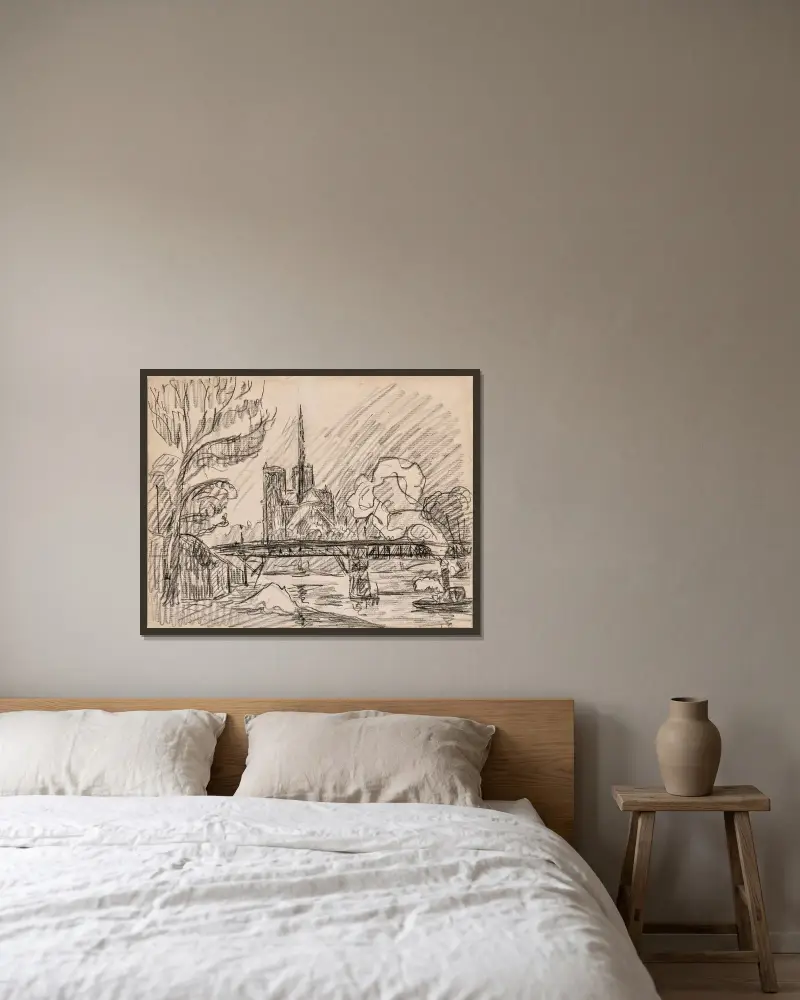 Paříž. Notre-Dame, Paul Signac v rámu na stěně