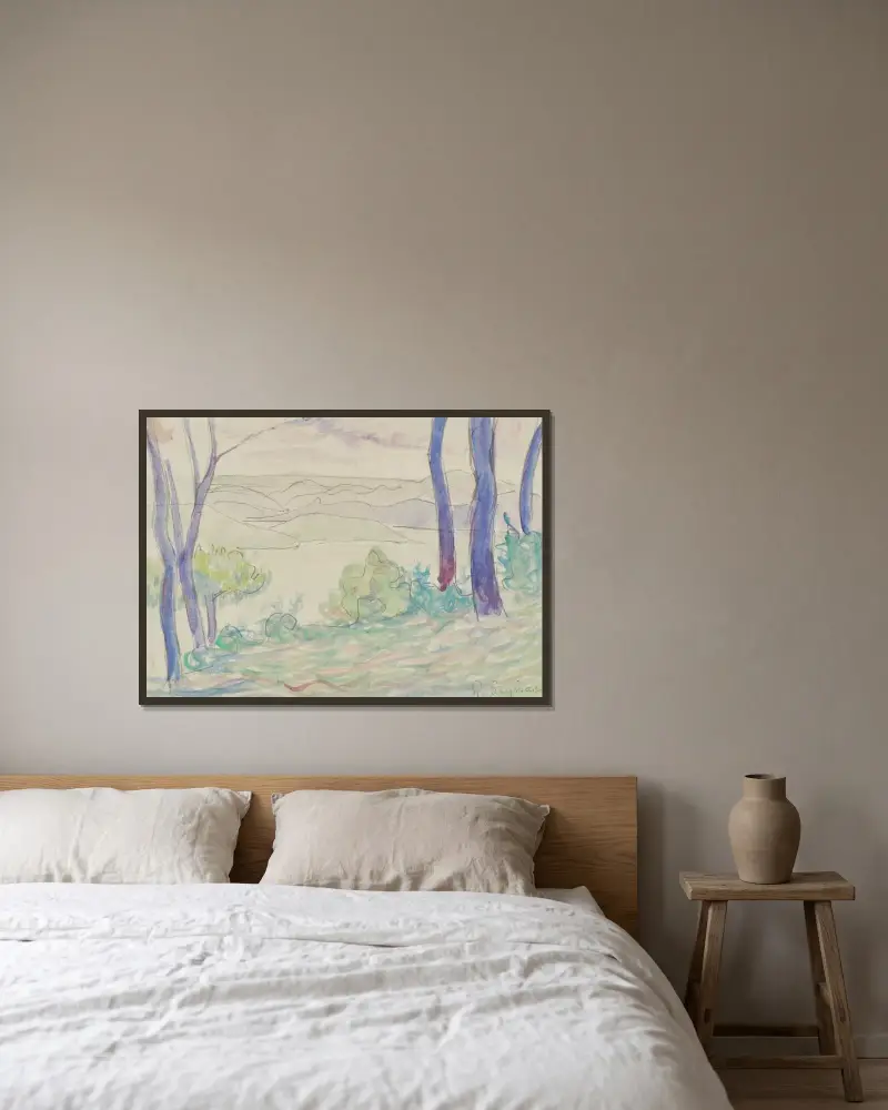 Paysage méditerranéen av Paul Signac inramad på en vägg