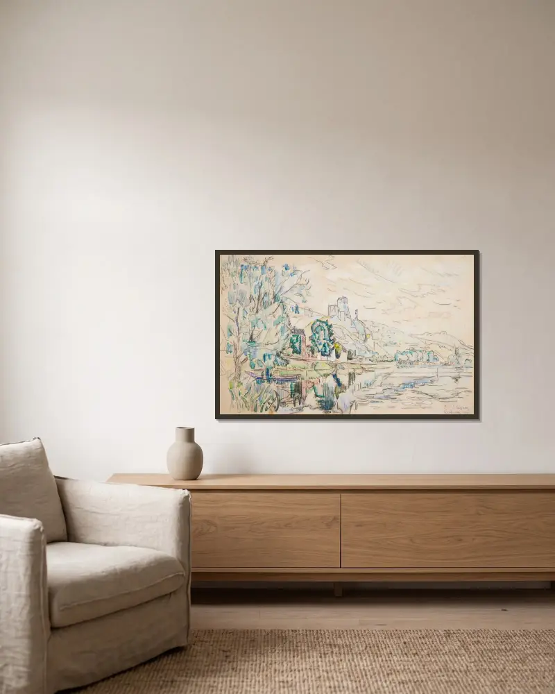 Petit Andély, Château Gaillard von Paul Signac gerahmt an einer Wand