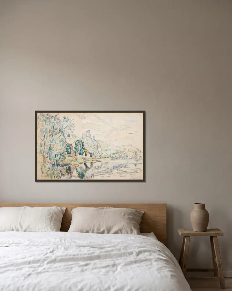 Petit Andély, Château Gaillard von Paul Signac gerahmt an einer Wand