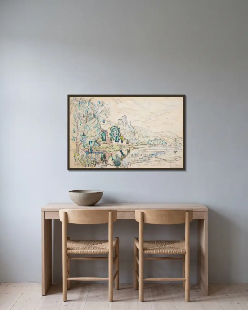 Petit Andély, Château Gaillard von Paul Signac gerahmt an einer Wand