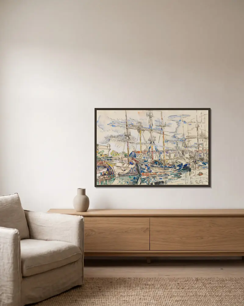 Saint-Malo, Les Terre-Neuvas av Paul Signac inramad på en vägg