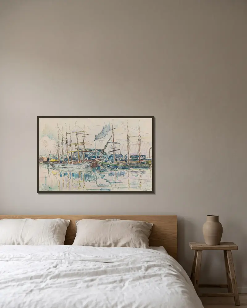 Saint-Malo av Paul Signac inramad på en vägg