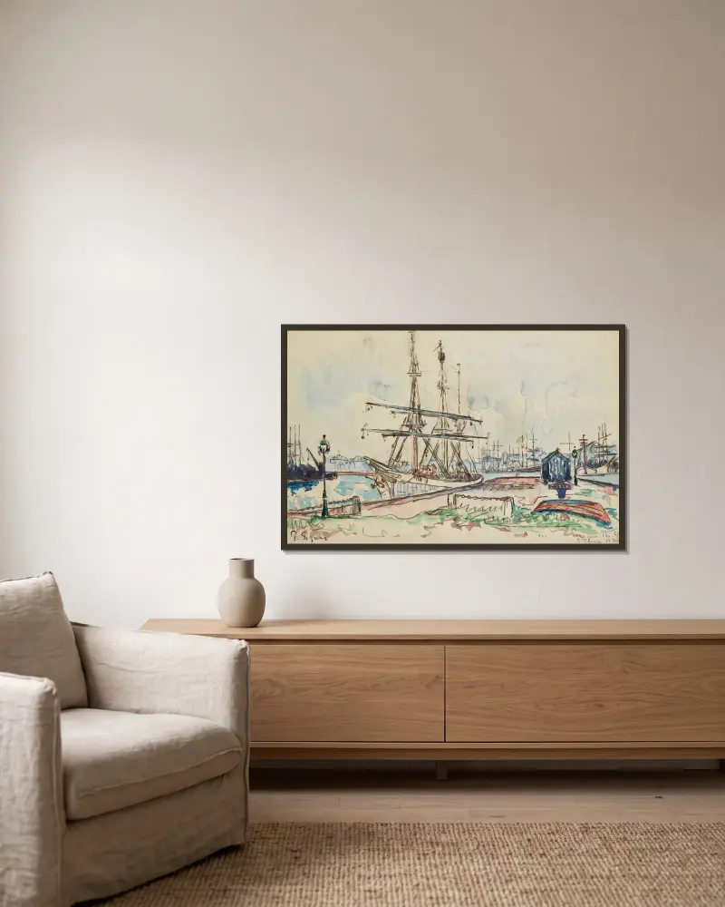 Saint-Servan. Le Pourquoi Pas von Paul Signac gerahmt an einer Wand