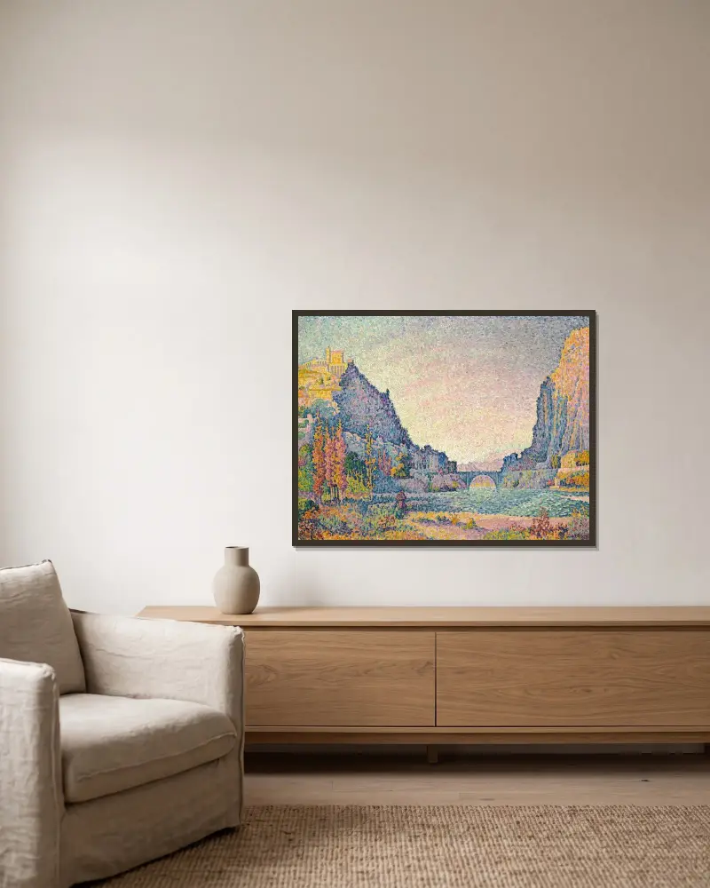 Sisteron av Paul Signac inramad på en vägg