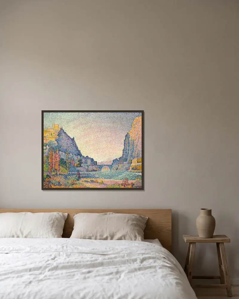 Sisteron av Paul Signac inramad på en vägg