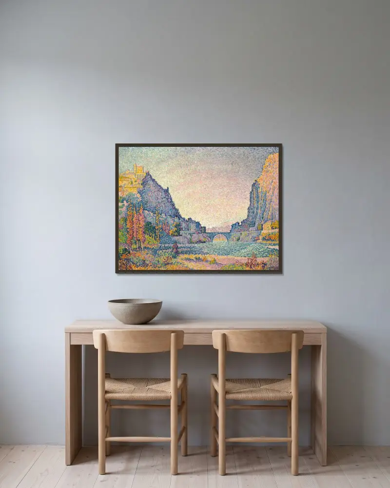 Sisteron av Paul Signac inramad på en vägg