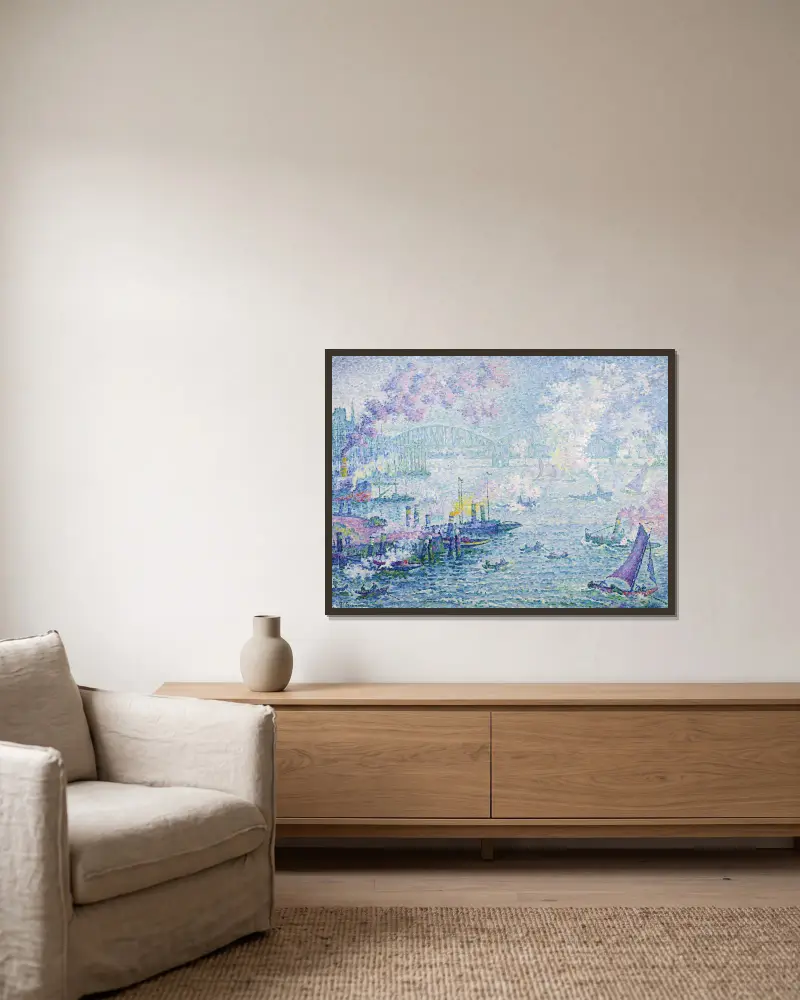 Rotterdams hamn av Paul Signac inramad på en vägg
