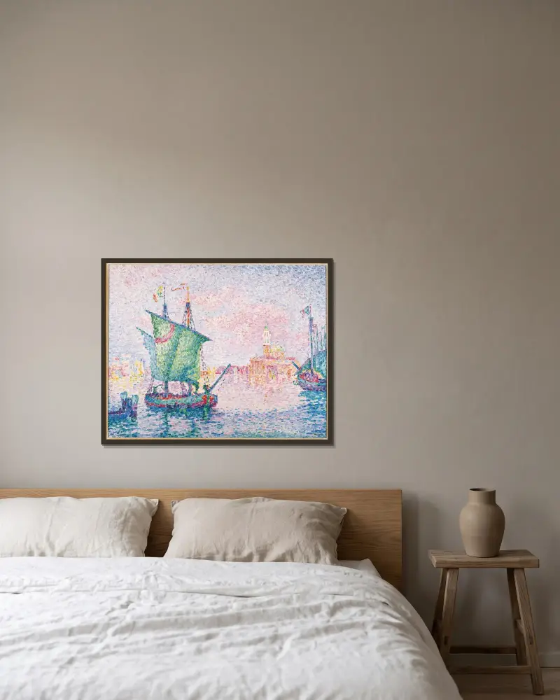 Venedig, die rosa Wolke von Paul Signac gerahmt an einer Wand