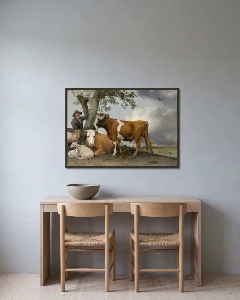 Der Bulle von Paulus Potter gerahmt an einer Wand