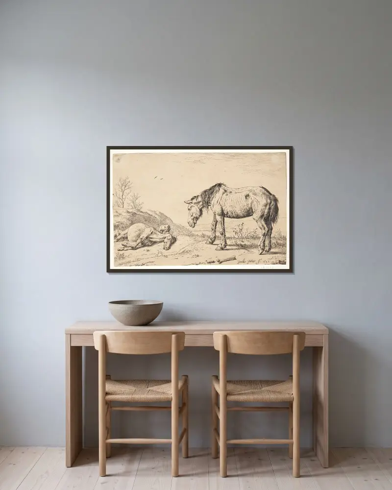 To øg, det ene døende av Paulus Potter inramad på en vägg