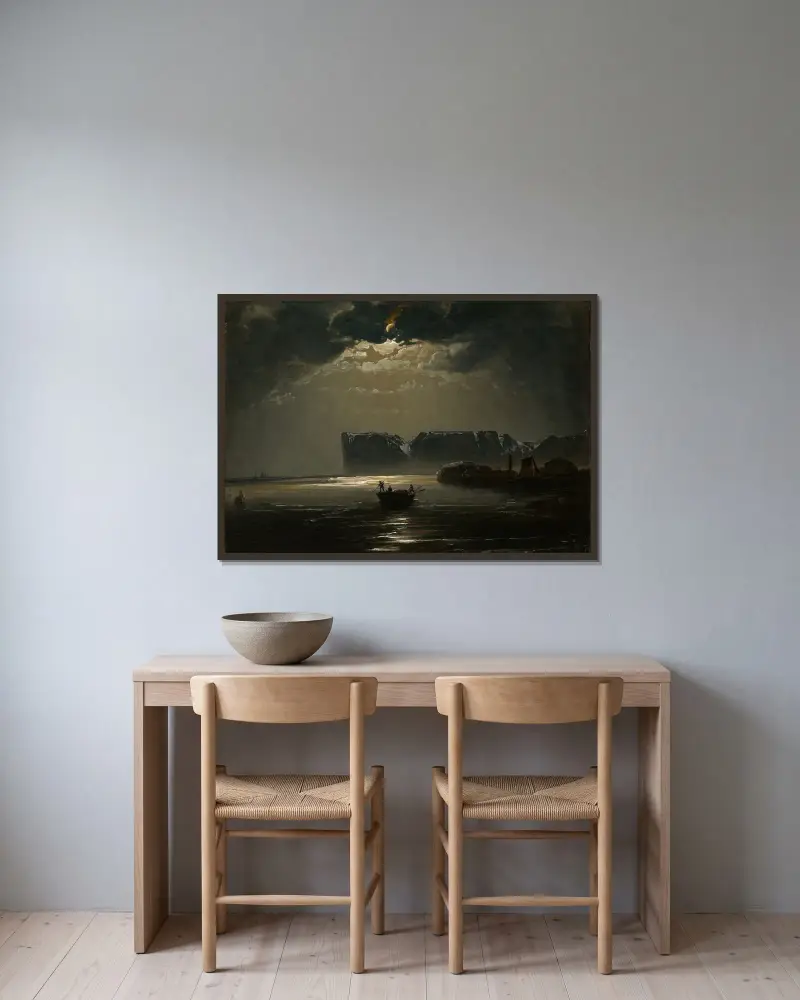 Przylądek Północny w świetle księżyca, Peder Balke w ramie na ścianie