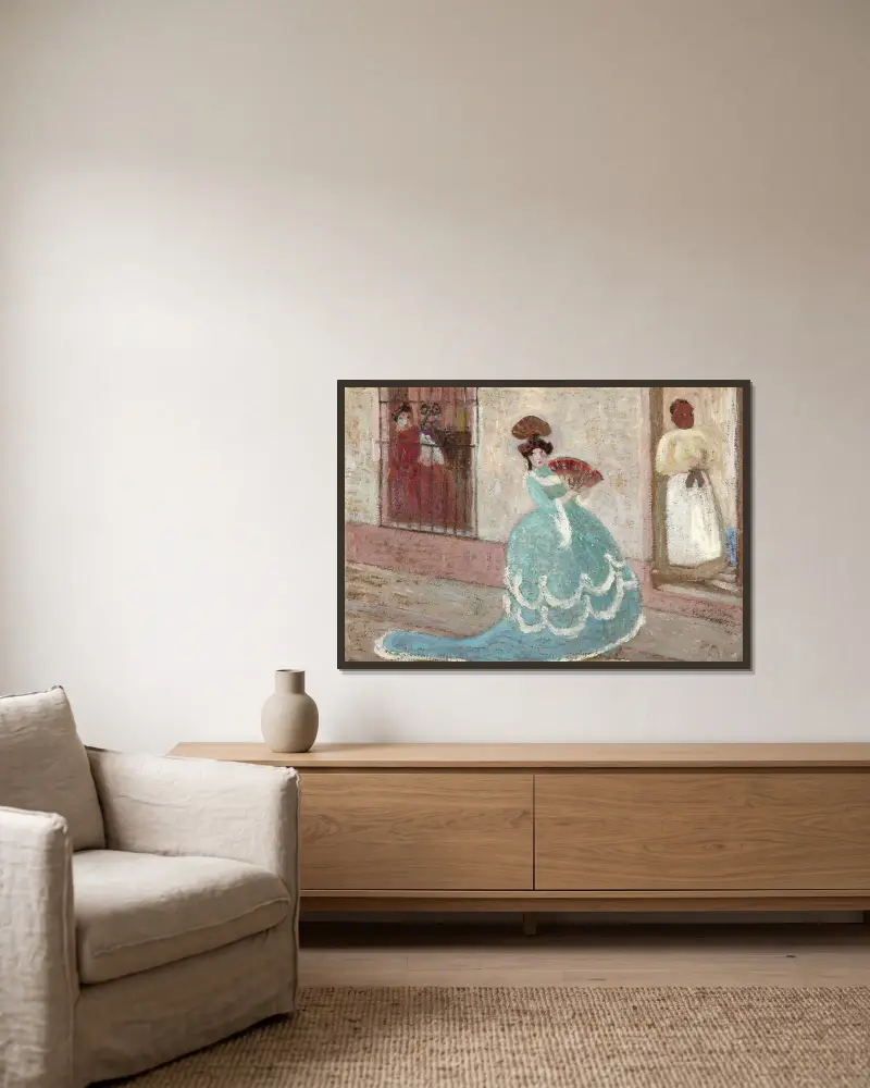 Rosarito, Rio de la Plata av Pedro Figari inramad på en vägg