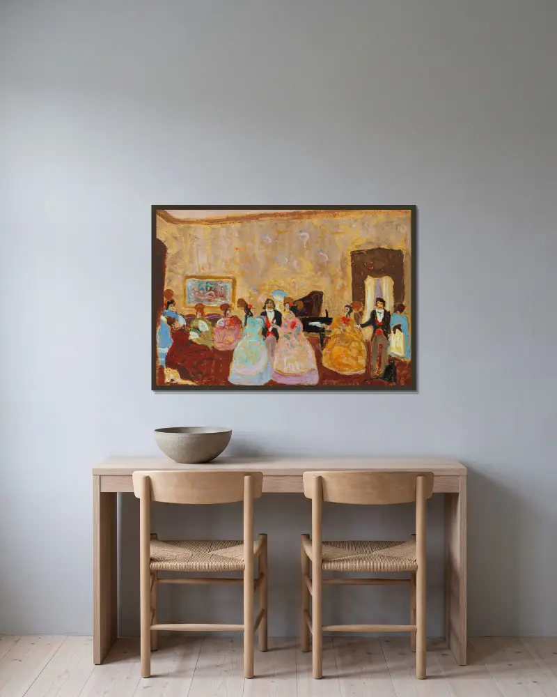 Tertulia (from 1880 until 1938) av Pedro Figari inramad på en vägg