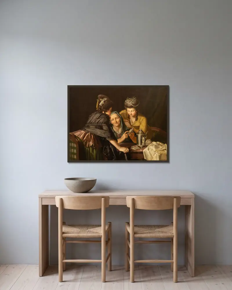 Hos spågumman av Pehr Hilleström inramad på en vägg