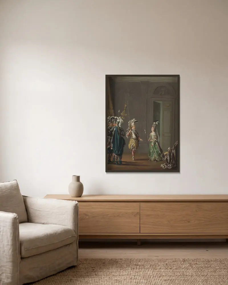 Kung Gustav III och Ulrika Eleonora von Fersen av Pehr Hilleström inramad på en vägg