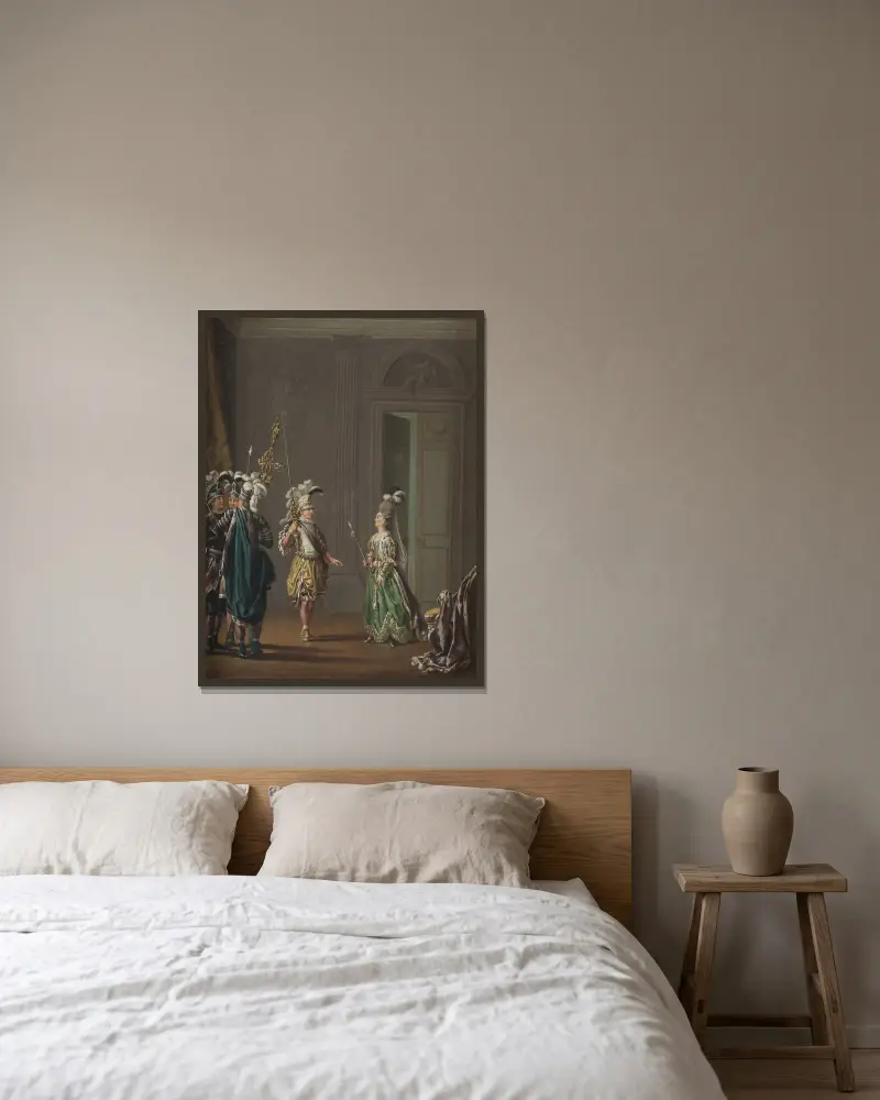 Kung Gustav III och Ulrika Eleonora von Fersen av Pehr Hilleström inramad på en vägg