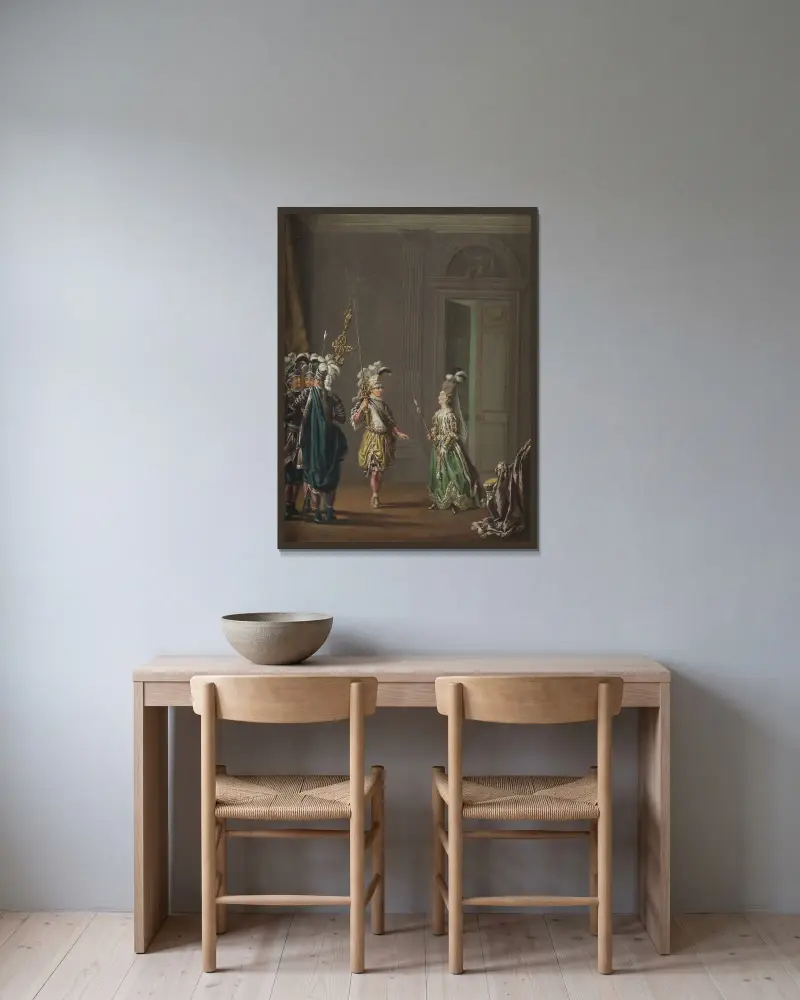 Kung Gustav III och Ulrika Eleonora von Fersen av Pehr Hilleström inramad på en vägg