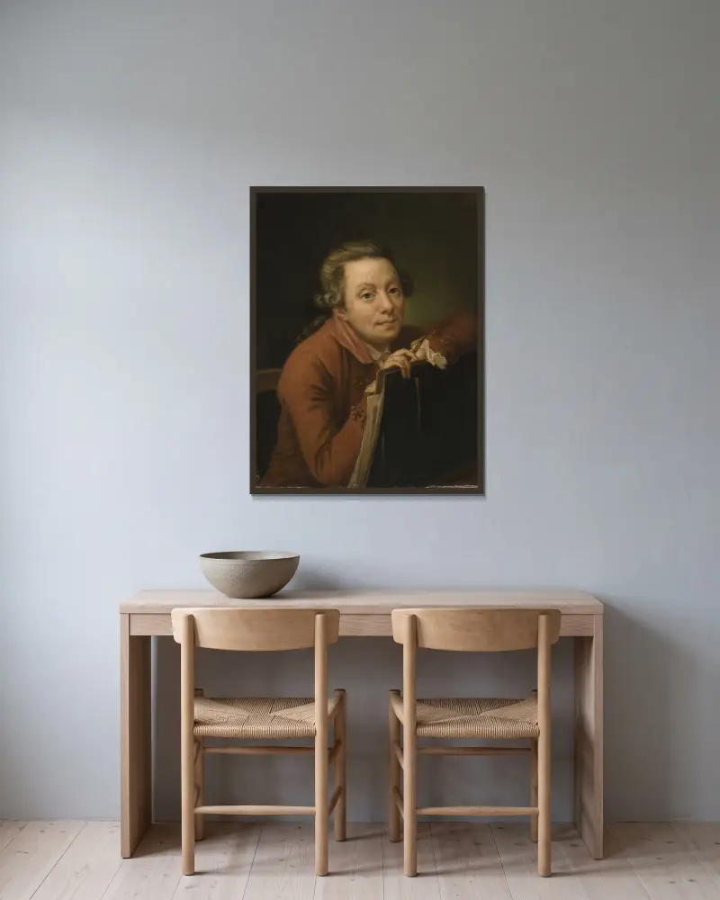 Autoportrét, 1771, Pehr Hilleström v rámu na stěně
