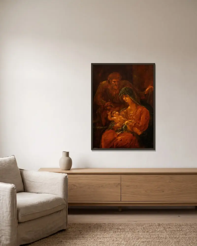 Die Heilige Familie von Pehr Hörberg gerahmt an einer Wand
