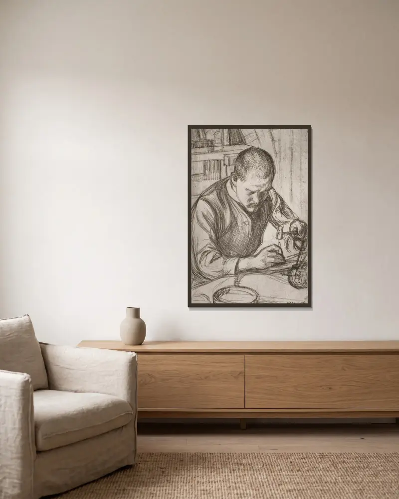 Arttu Embossing Copper av Pekka Halonen inramad på en vägg