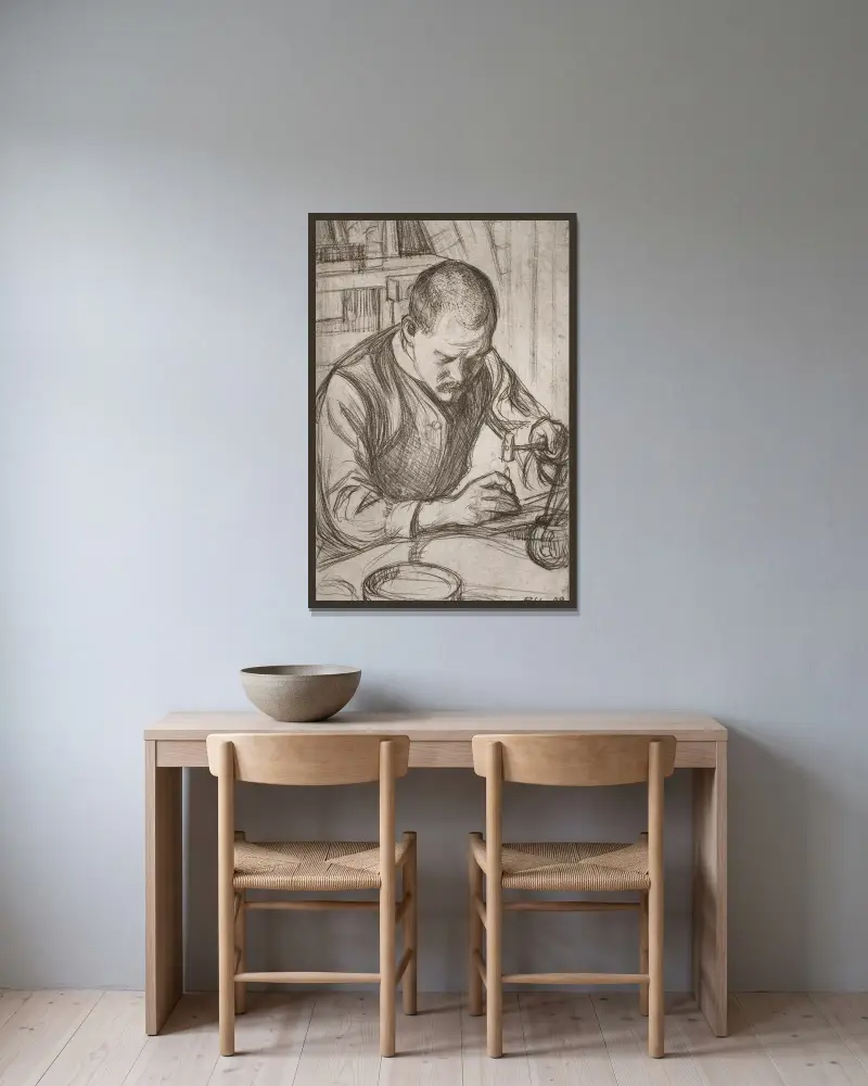 Arttu Embossing Copper av Pekka Halonen inramad på en vägg
