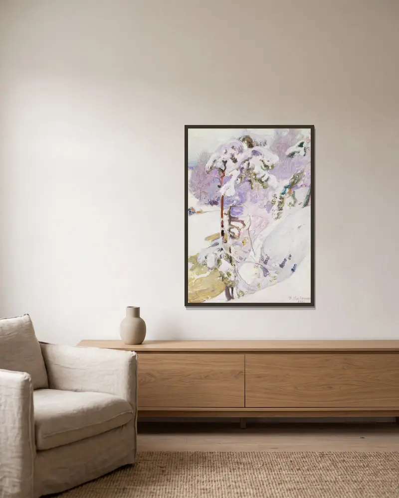 Früher Frühling von Pekka Halonen gerahmt an einer Wand