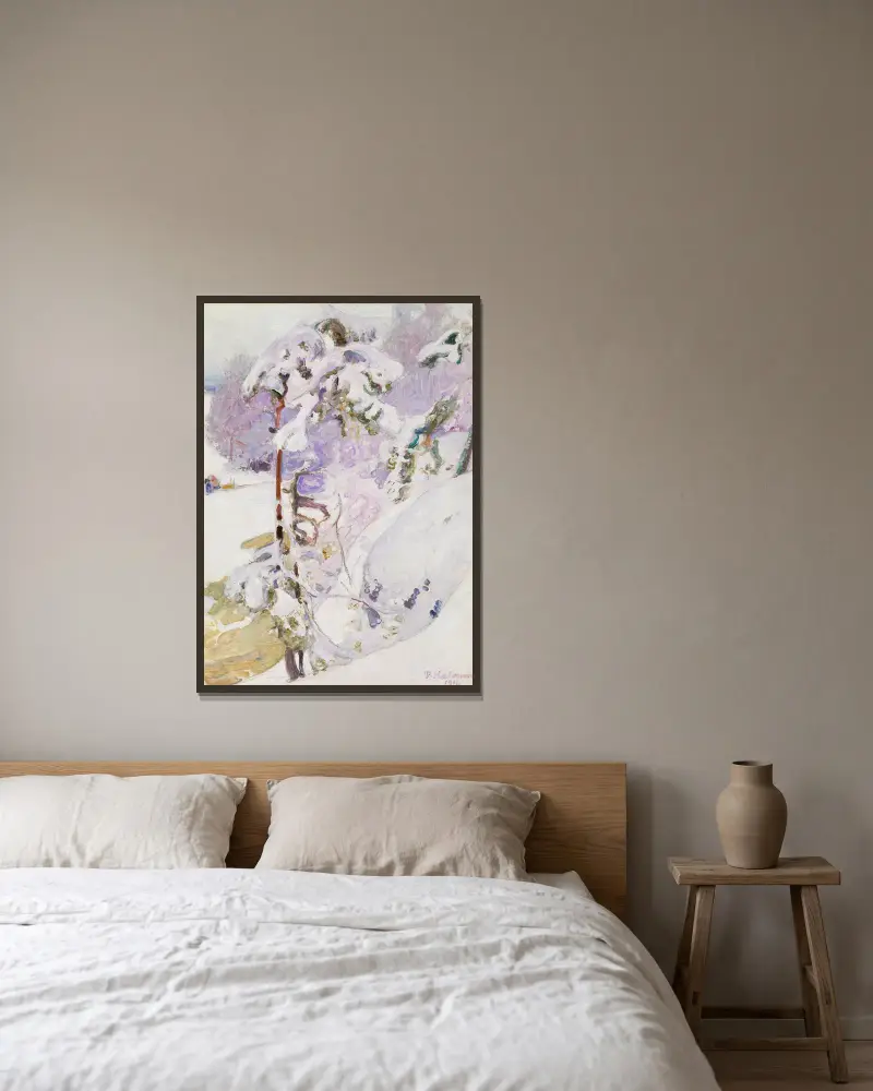 Früher Frühling von Pekka Halonen gerahmt an einer Wand