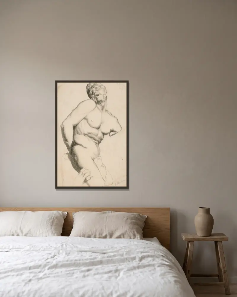 Milo of Croton av Pekka Halonen inramad på en vägg