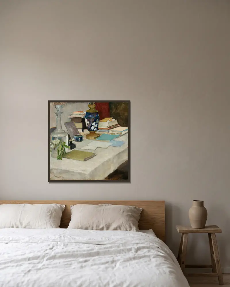 Stillleben, 1894 von Pekka Halonen gerahmt an einer Wand