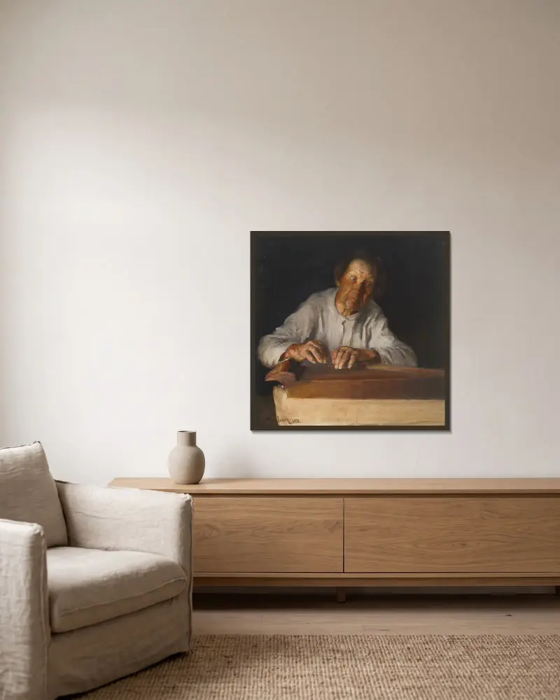 Der Kantele-Spieler von Pekka Halonen gerahmt an einer Wand