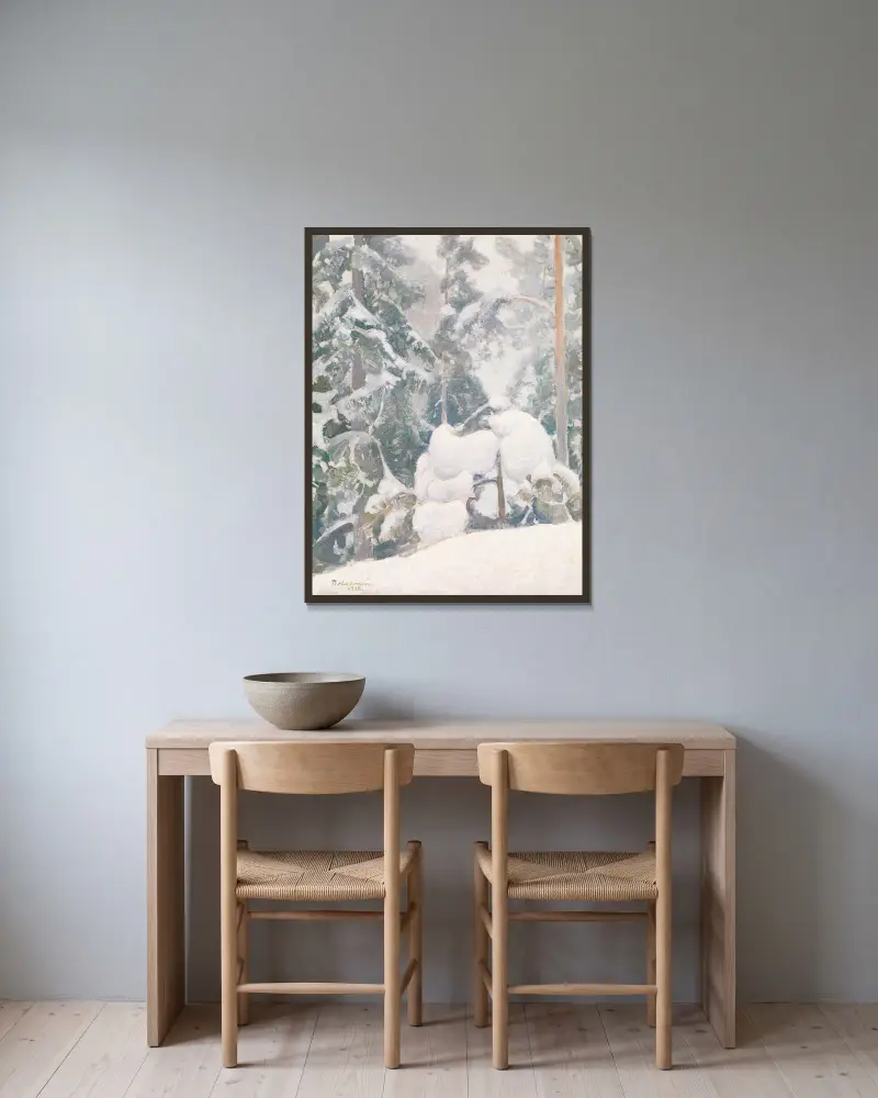 Winterlandschaft von Pekka Halonen gerahmt an einer Wand