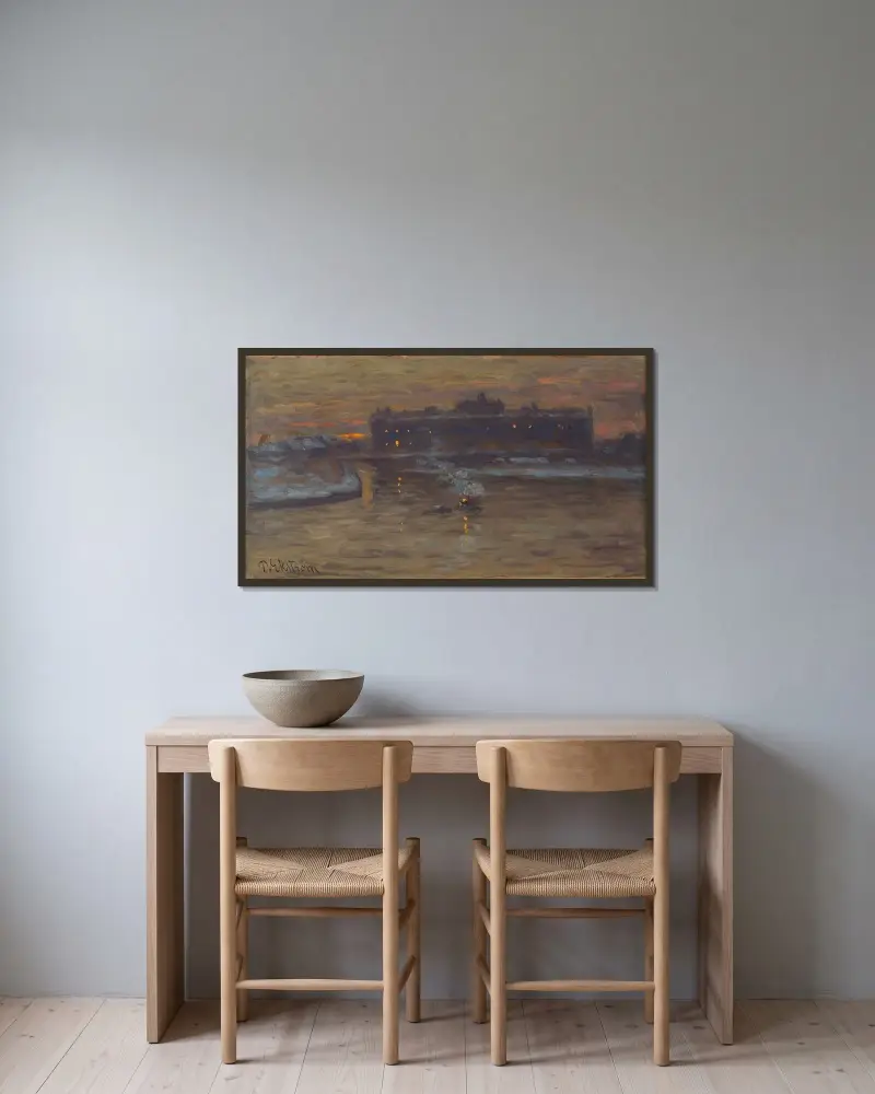 Winternacht an der Stockholmer Ström von Per Ekström gerahmt an einer Wand