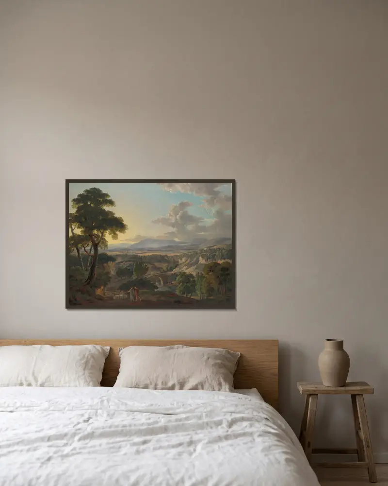 Italian Landscape with Shepherds av Peter Birmann inramad på en vägg