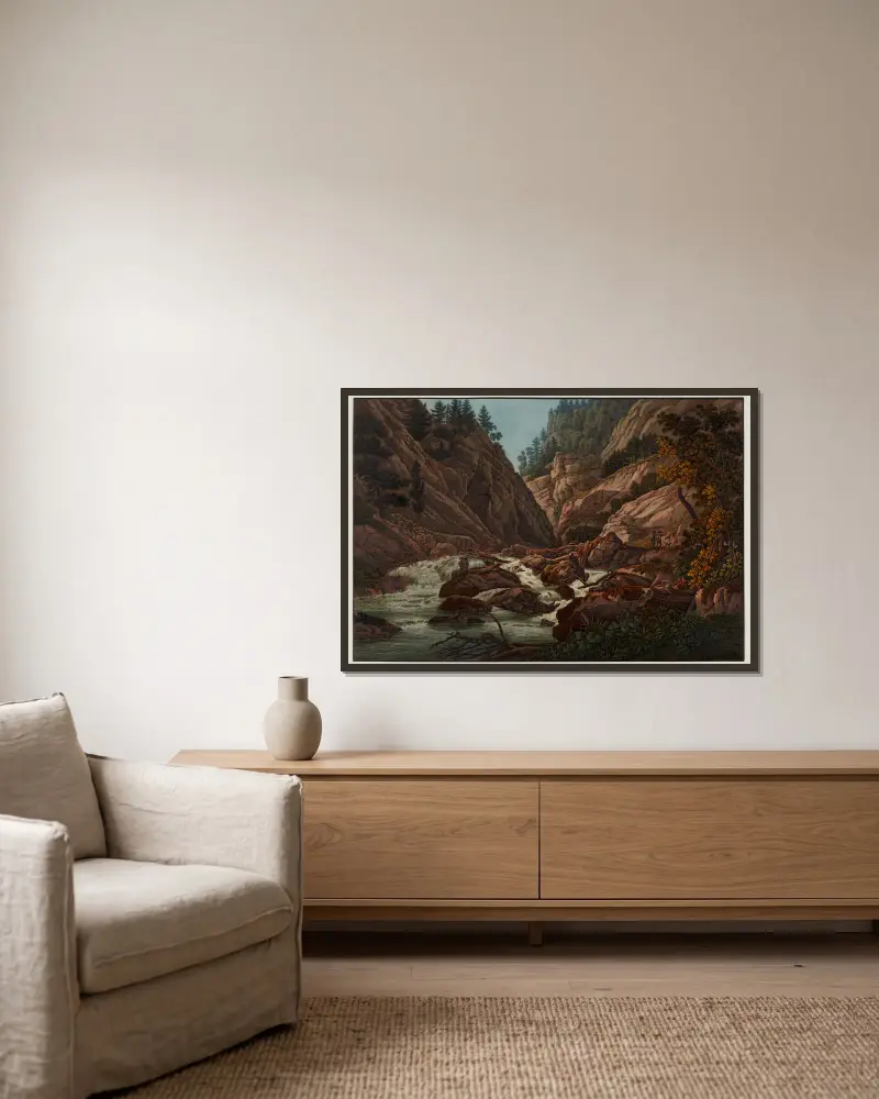 Ausgang aus den Felsen von Court von Peter Birmann gerahmt an einer Wand