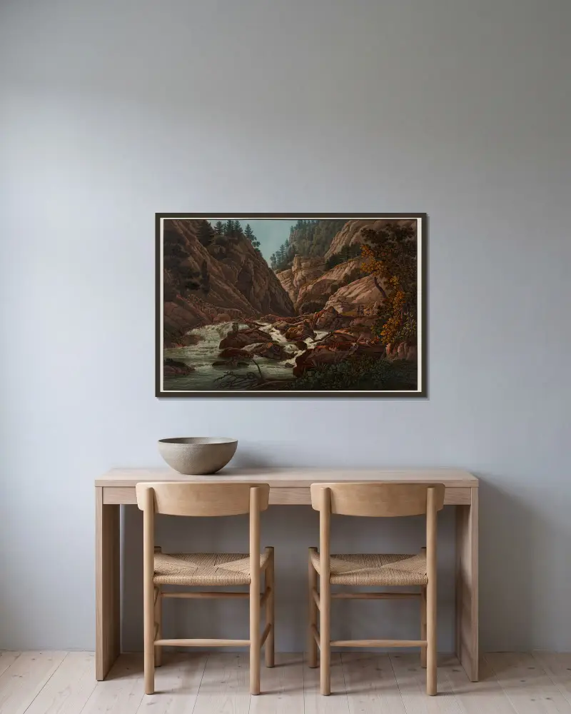 Ausgang aus den Felsen von Court von Peter Birmann gerahmt an einer Wand