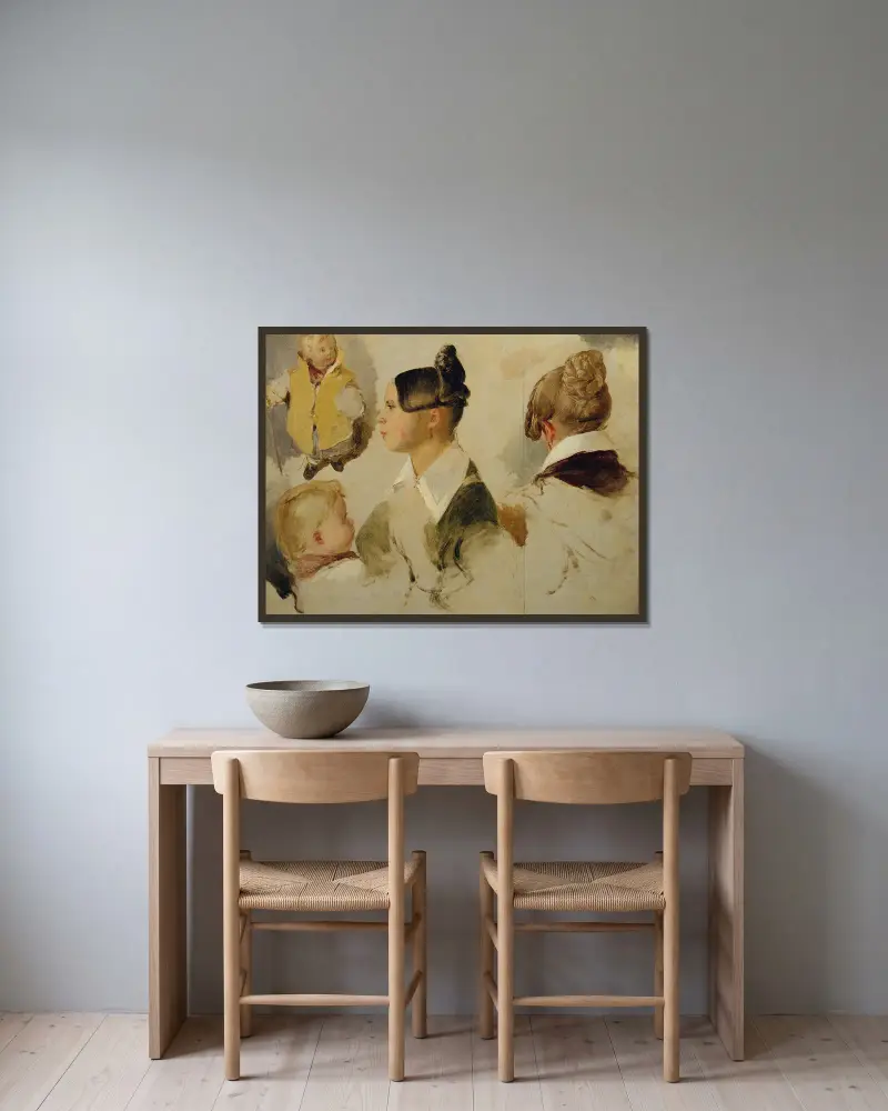 Figurale Studien av Peter Fendi inramad på en vägg