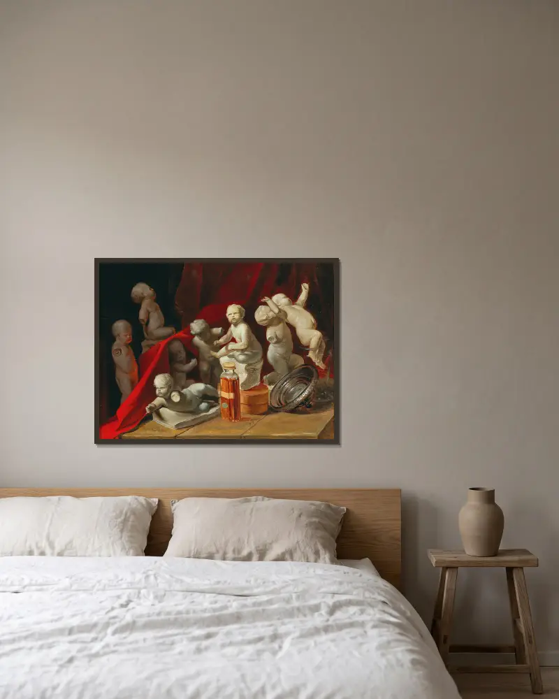 Zátiší s putti, Peter Fendi v rámu na stěně