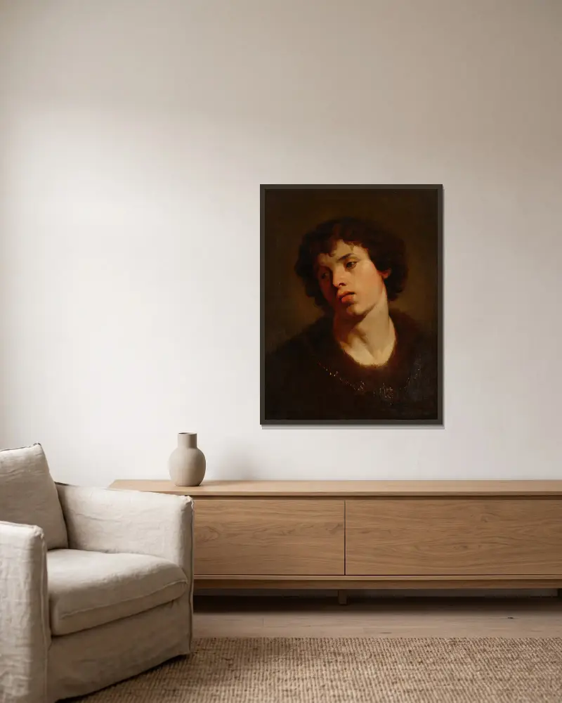 Bildnis eines jungen Mannes von Johann Peter Krafft gerahmt an einer Wand