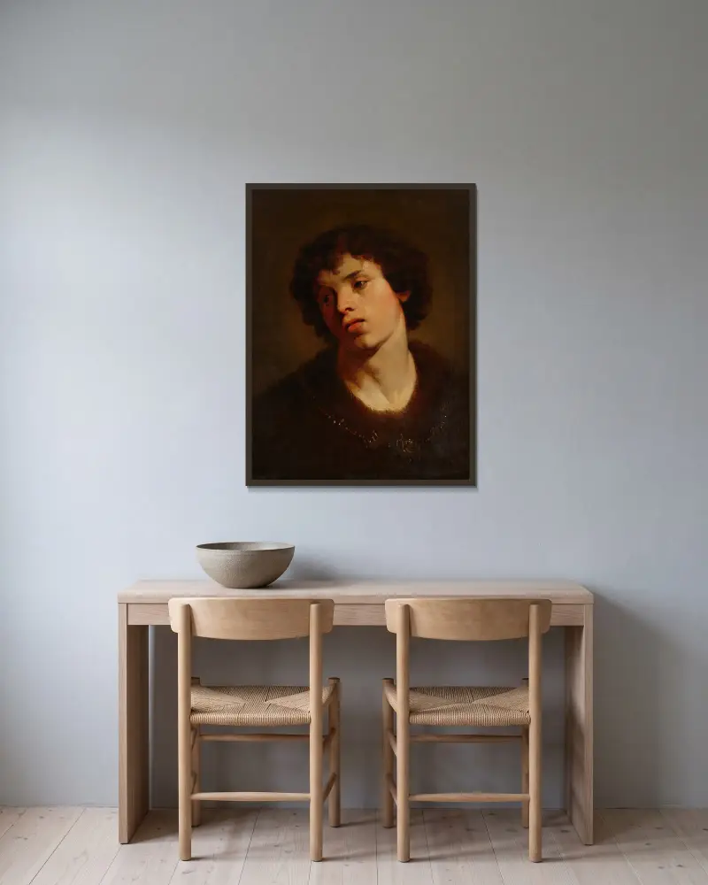 Bildnis eines jungen Mannes von Johann Peter Krafft gerahmt an einer Wand