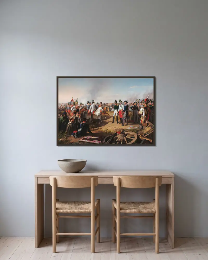 Segern efter slaget vid Leipzig den 18 oktober 1813 av Johann Peter Krafft inramad på en vägg