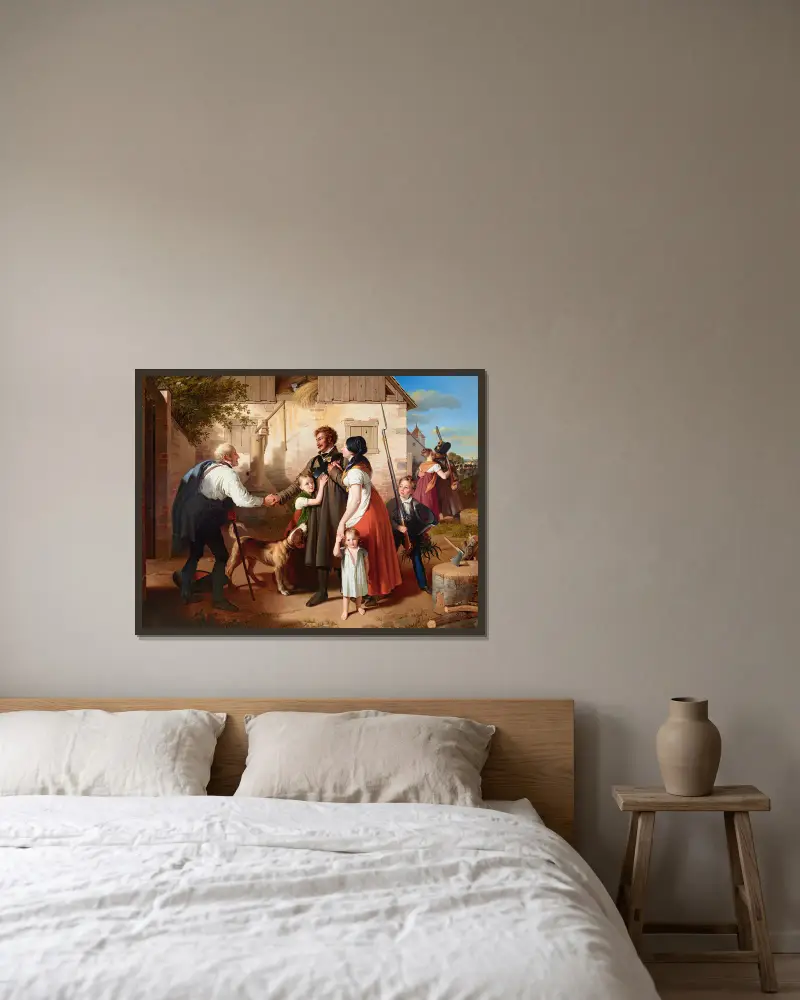 Die Heimkehr des Landwehrmannes, 1820 – Nr. 1 von Johann Peter Krafft gerahmt an einer Wand