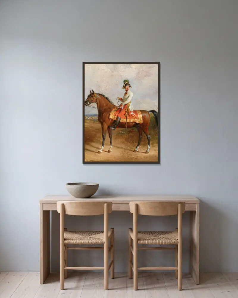 Erzherzog Carl zu Pferd av Johann Peter Krafft inramad på en vägg