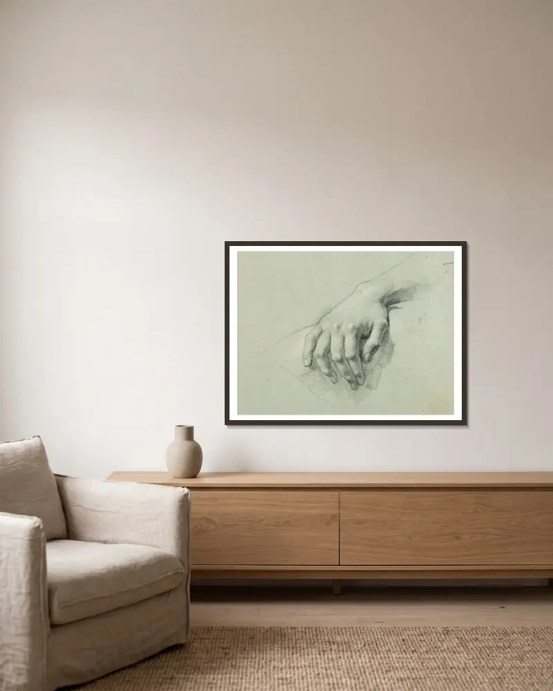 Handstudie zu „Arindal und Daura“ von Johann Peter Krafft gerahmt an einer Wand