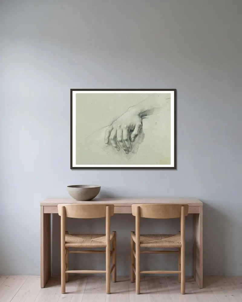 Handstudie zu „Arindal und Daura“ von Johann Peter Krafft gerahmt an einer Wand