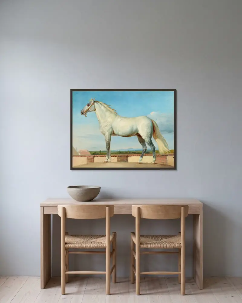 Mull framför en låg mur av Johann Peter Krafft inramad på en vägg