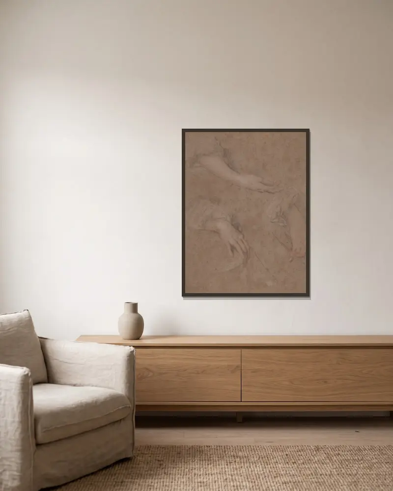 Handstudien – Nr. 5 von Sir Peter Lely gerahmt an einer Wand