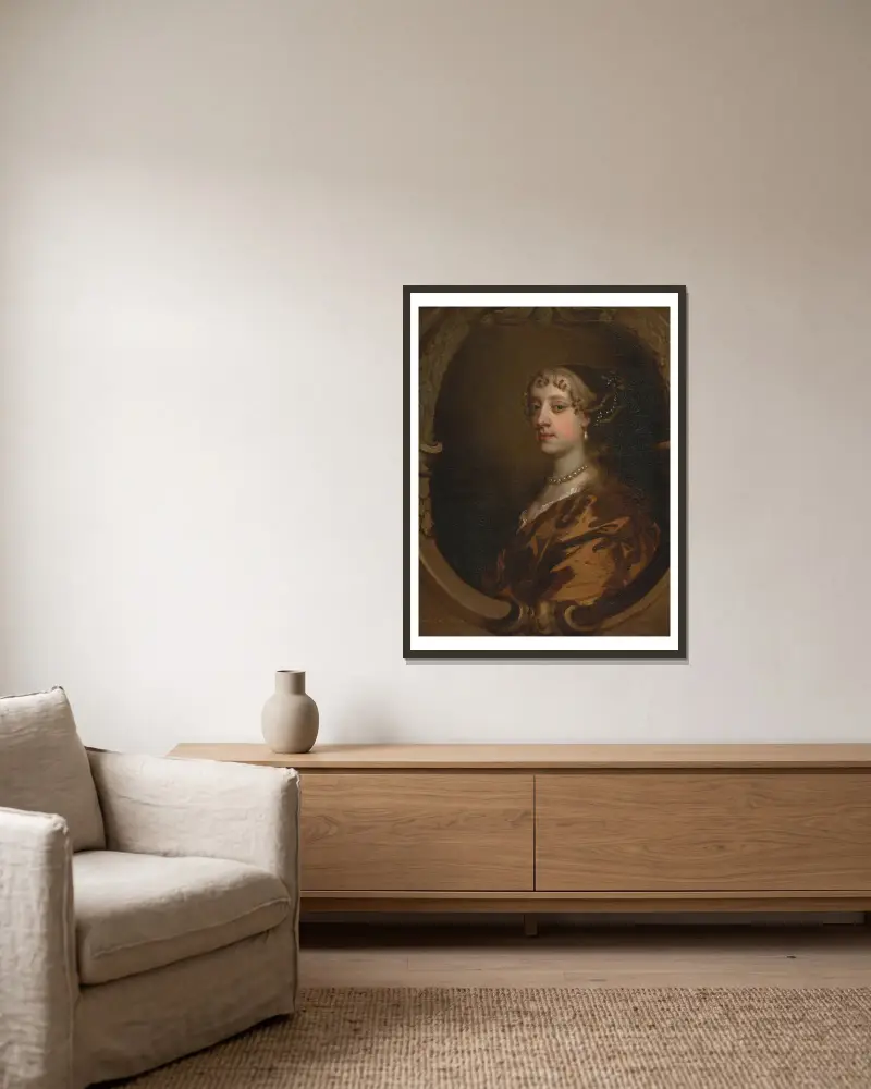 Lady Frances Savile, senare Lady Brudenell av Sir Peter Lely inramad på en vägg