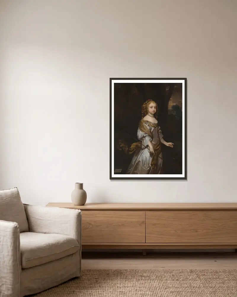 Porträtt av Lady Elizabeth Seymour (d. 1697) som barn av Sir Peter Lely inramad på en vägg